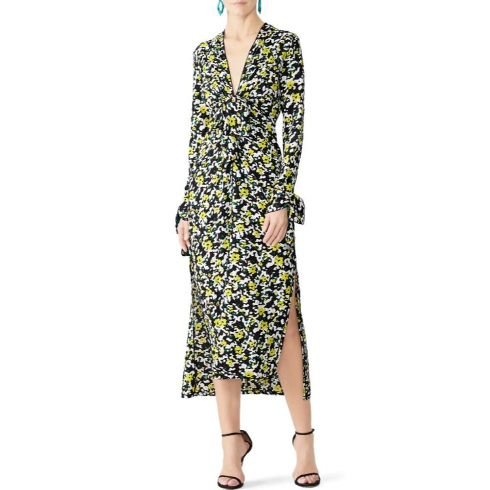 Proenza Schouler Multicolor FLORAL KNOT Crepe Dress Size 2